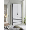 FALTTÜRENSCHRANK  in Weiß  - Schwarz/Weiß, Design, Holzwerkstoff (100/216/58cm) - Boxxx