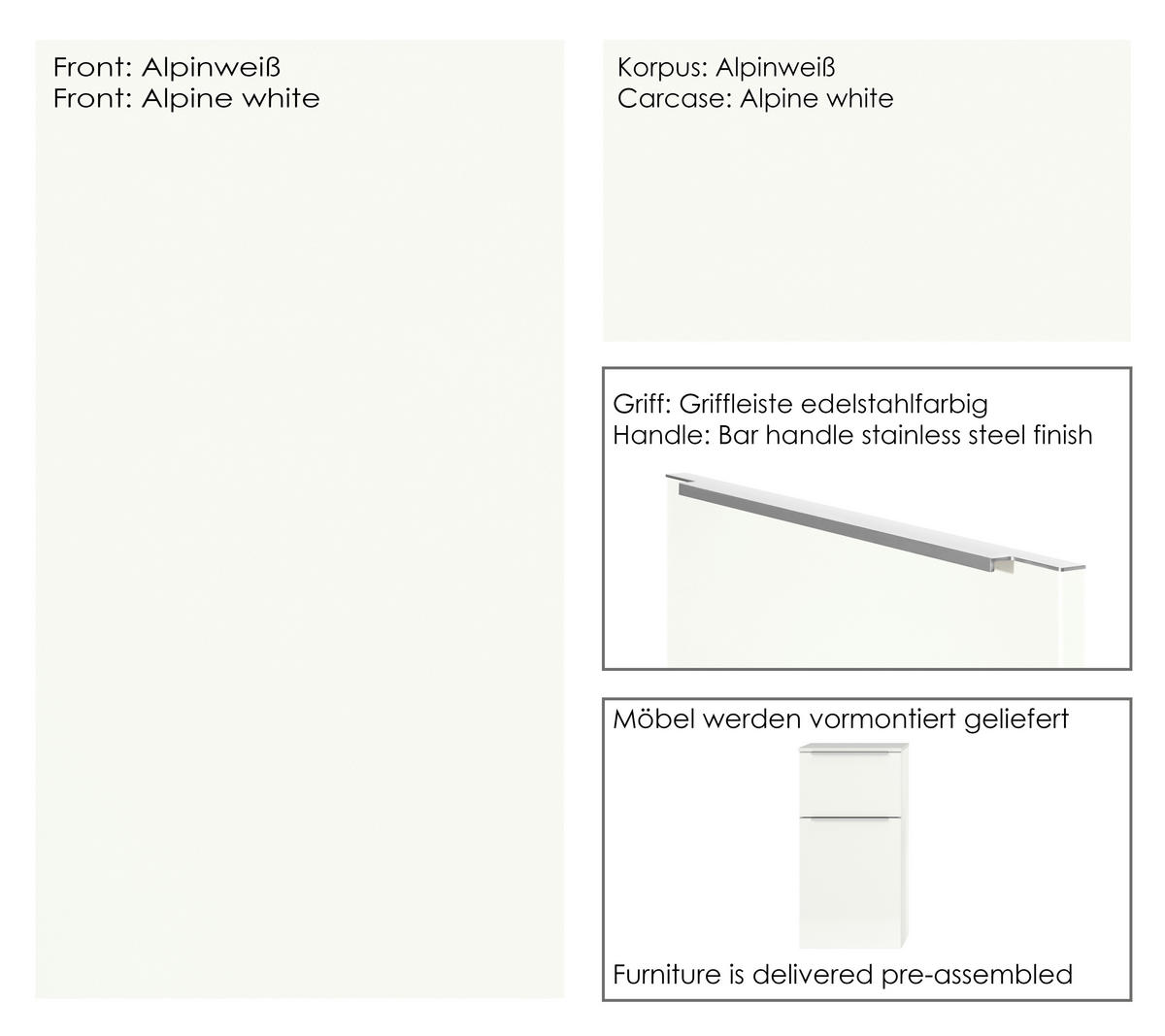 BADEZIMMER 5-teilig  in 191 cm  - Edelstahlfarben/Weiß, MODERN, Glas/Holzwerkstoff (191cm) - Nobilia