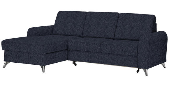 ECKSOFA in Flachgewebe Dunkelblau  - Silberfarben/Dunkelblau, Design, Textil/Metall (167/244cm) - Cantus