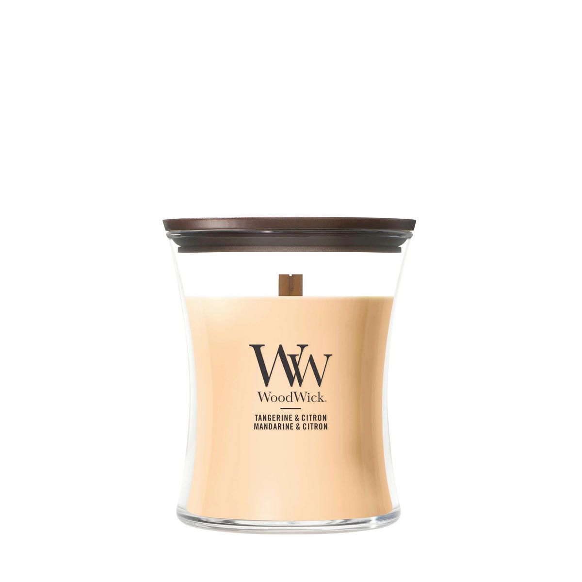 MIRISNA SVEĆA  tamnožuta  - tamnožuta, Osnovno, staklo/drvo (10/11/10cm) - WoodWick