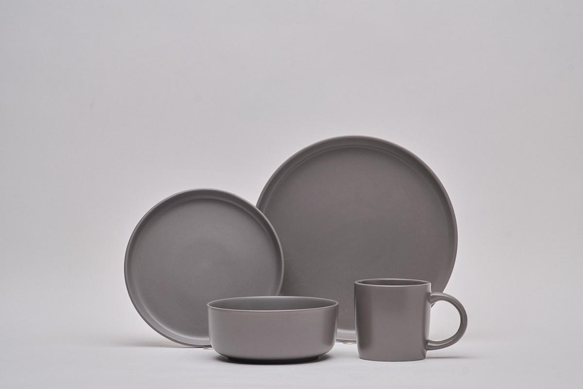 KOMBISERVICE Grau Salerno 16-teilig 4 Personen  - Grau, Trend, Keramik - Novel