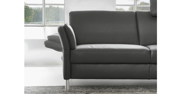 3-SITZER-SOFA Anthrazit Echtleder  - Anthrazit/Alufarben, Design, Leder/Metall (190/82/99cm) - Dieter Knoll