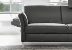 DREISITZER-SOFA Echtleder Anthrazit  - Anthrazit/Alufarben, Design, Leder/Metall (190/82/99cm) - Dieter Knoll