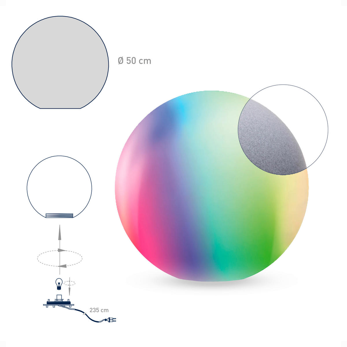 AUßENKUGELLEUCHTE TINT 50 cm  - Grau, Basics, Kunststoff (50cm) - Tint
