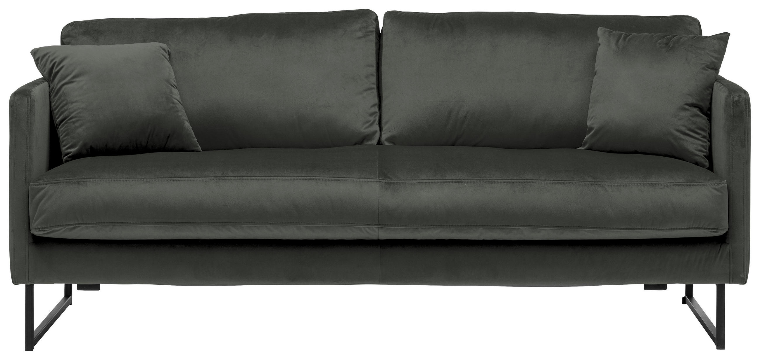 2,5-SITZER Samt Dunkelgrau  - Dunkelgrau/Schwarz, Design, Textil/Metall (180/78/84cm) - Carryhome