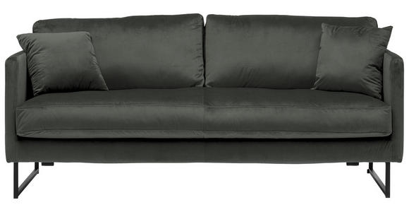 2,5-SITZER  in Samt Dunkelgrau  - Dunkelgrau/Schwarz, Design, Textil/Metall (180/78/84cm) - Carryhome