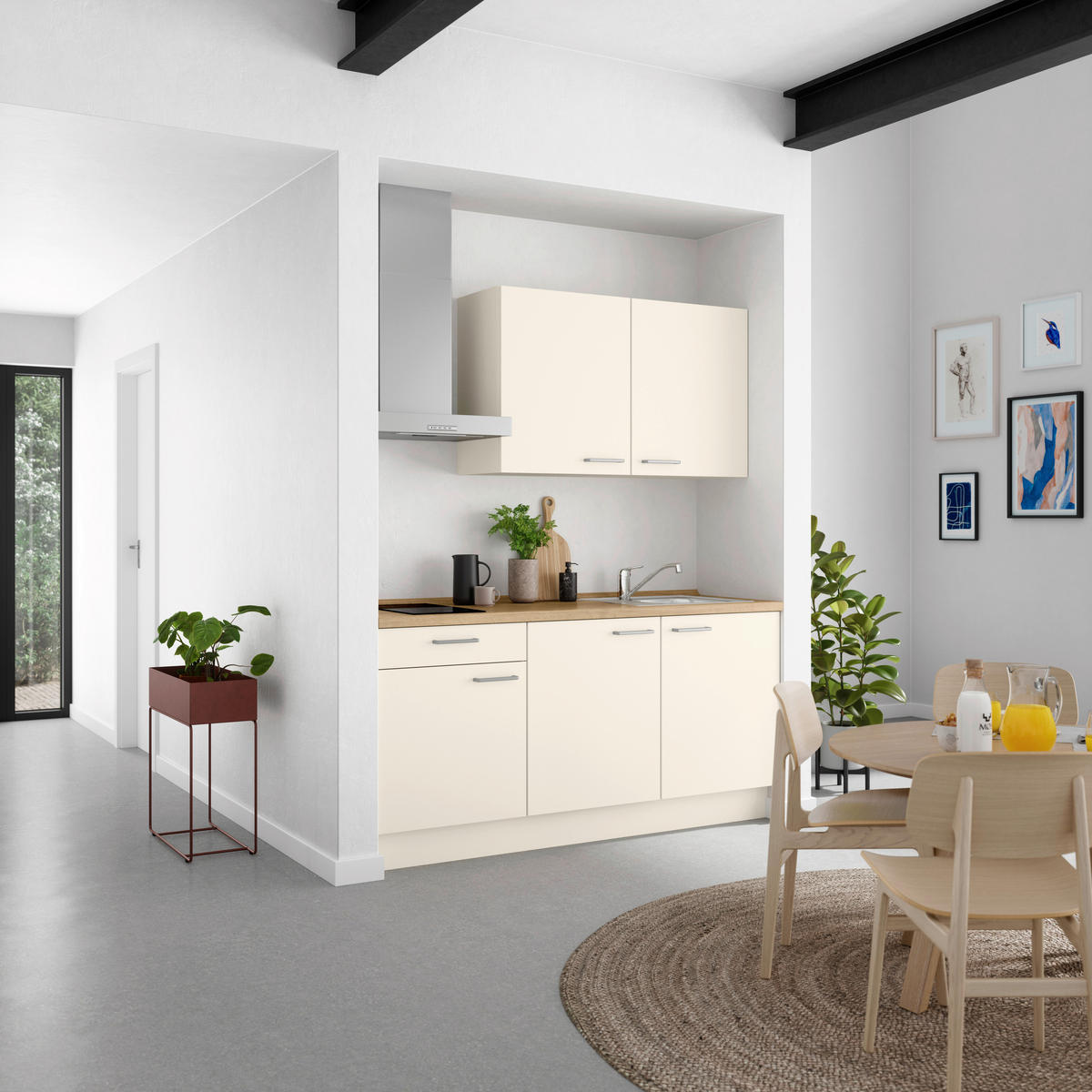 KÜCHENLEERBLOCK Touch 180 cm  in Eichefarben, Magnolie  - Edelstahlfarben/Eichefarben, MODERN, Holzwerkstoff/Metall (180cm) - Nobilia