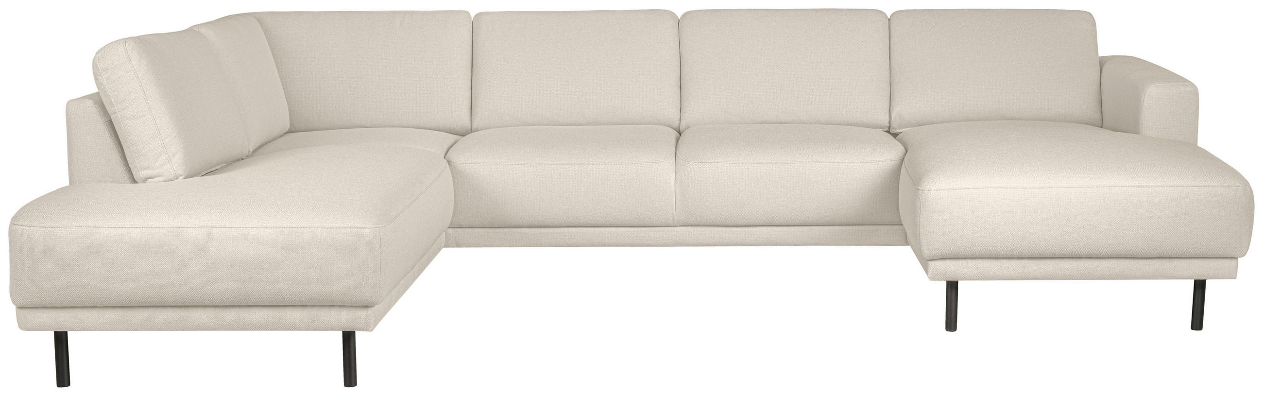 SOFFA i flatväv beige  - beige/svart, Design, metall/trä (310/78/197cm) - Pure Home Comfort