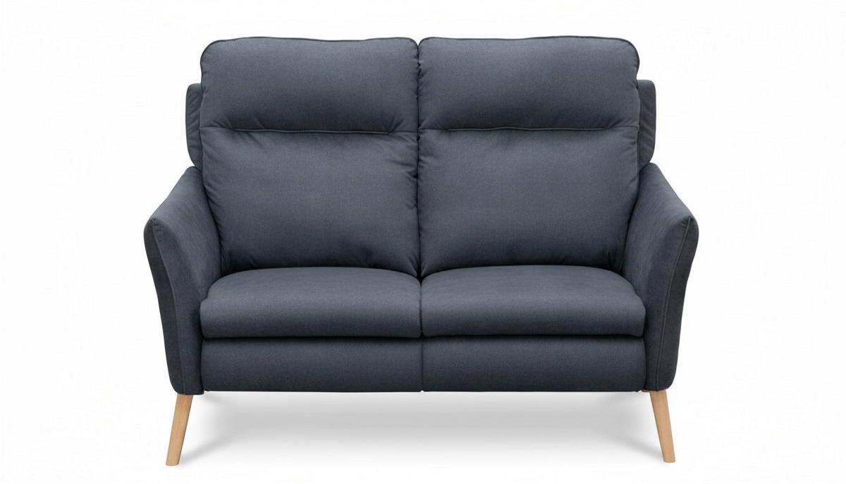 2-SITZER-SOFA  in Mikrofaser Blau Skandinavisch, Modern  - Blau/Buchefarben, Design, Holz/Textil (145/110/92cm) - Livetastic