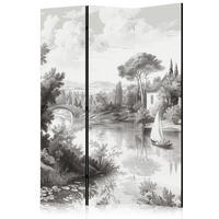 PARAVENT - Dunkelgrau/Hellgrau, Basics, Textil (135/172/3cm) - artgeist