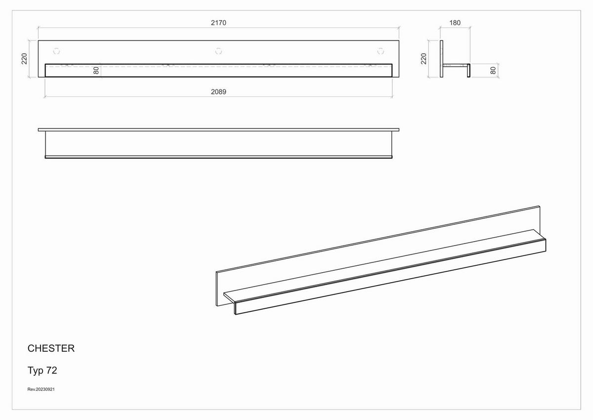 WANDBOARD in 217/22/18 cm Weiß  - Weiß, Design, Holzwerkstoff (217/22/18cm) - MID.YOU