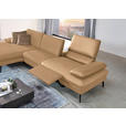 ECKSOFA in Echtleder Honig  - Schwarz/Honig, Design, Leder/Metall (157/325cm) - Dieter Knoll