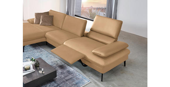 ECKSOFA in Echtleder Honig 157/325 cm - Schwarz/Honig, Design, Leder/Metall (157/325cm) - Dieter Knoll