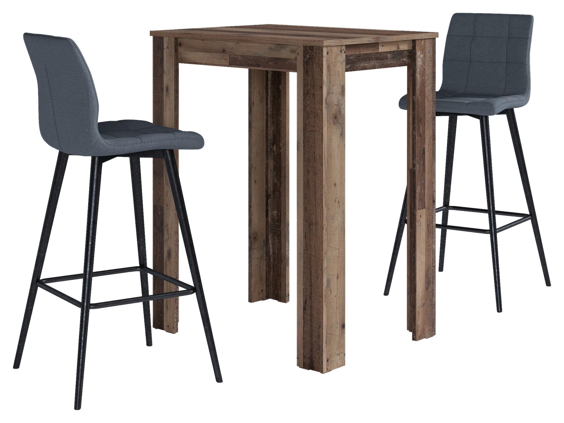 TISCHGRUPPE - Alteiche/Anthrazit, MODERN, Textil/Metall (80/104/60cm) - MID.YOU