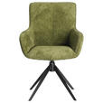ARMLEHNSTUHL  Stoffauswahl, Sitzfläche 360° drehbar, inklusive Armlehnen Webstoff  - Schwarz/Grün, Design, Textil/Metall (64/88/60cm) - Novel
