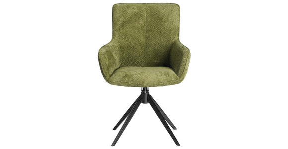 ARMLEHNSTUHL  Stoffauswahl, Sitzfläche 360° drehbar, inklusive Armlehnen Webstoff  - Schwarz/Grün, Design, Textil/Metall (64/88/60cm) - Novel
