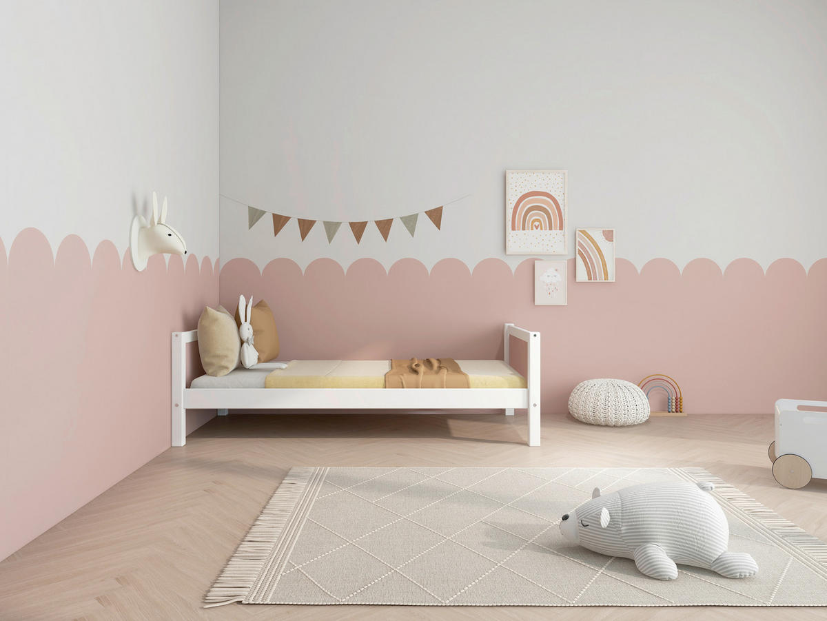 BETT 90/200 cm,  in Rosa, Weiß, Rollrost  - Rosa/Weiß, MODERN, Holz (90/200cm) - Chameo