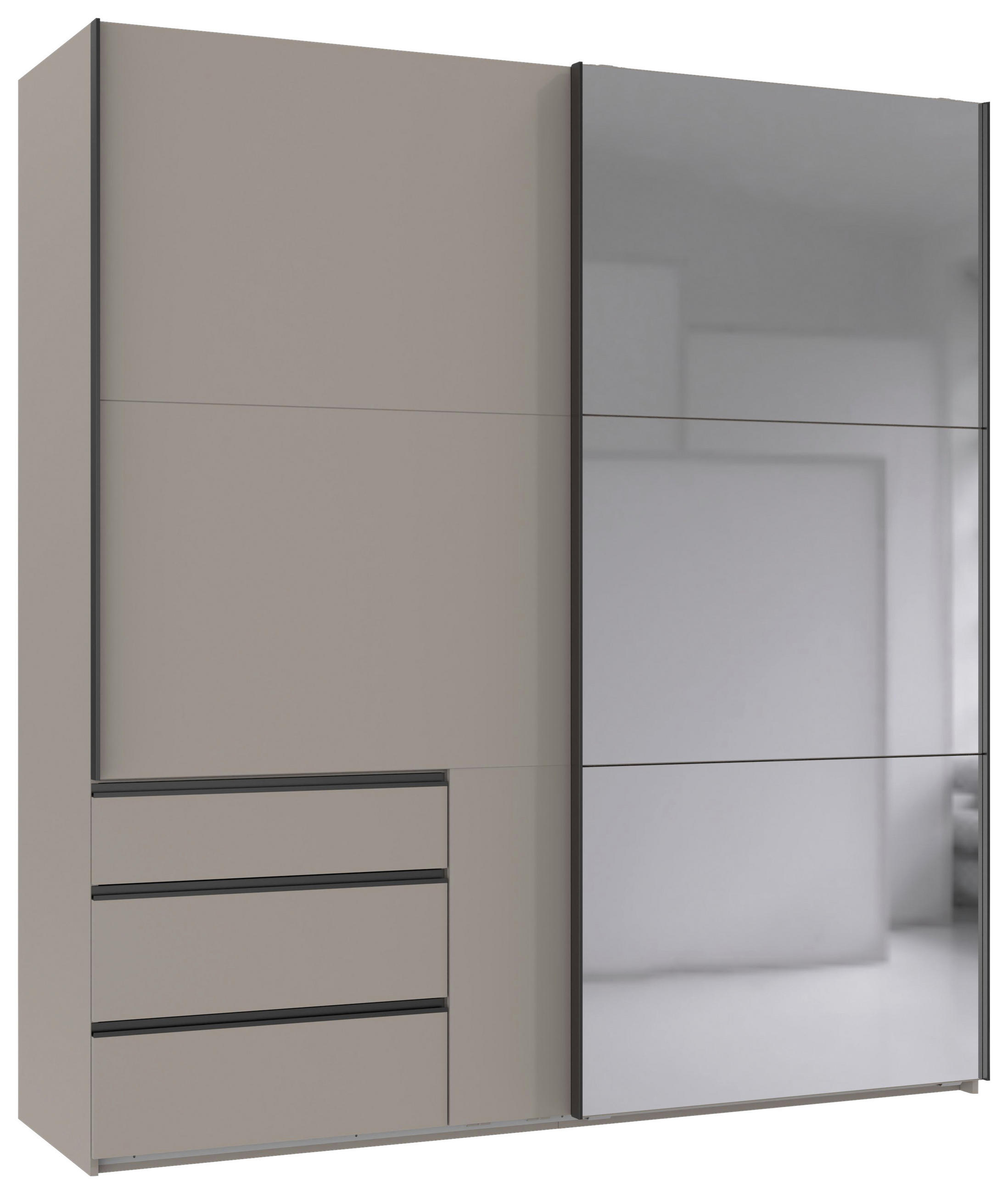 SCHWEBETÜRENSCHRANK 200/216/65 cm 2-türig Sahara  - Schwarz/Sahara, MODERN, Glas/Holzwerkstoff (200/216/65cm) - MID.YOU