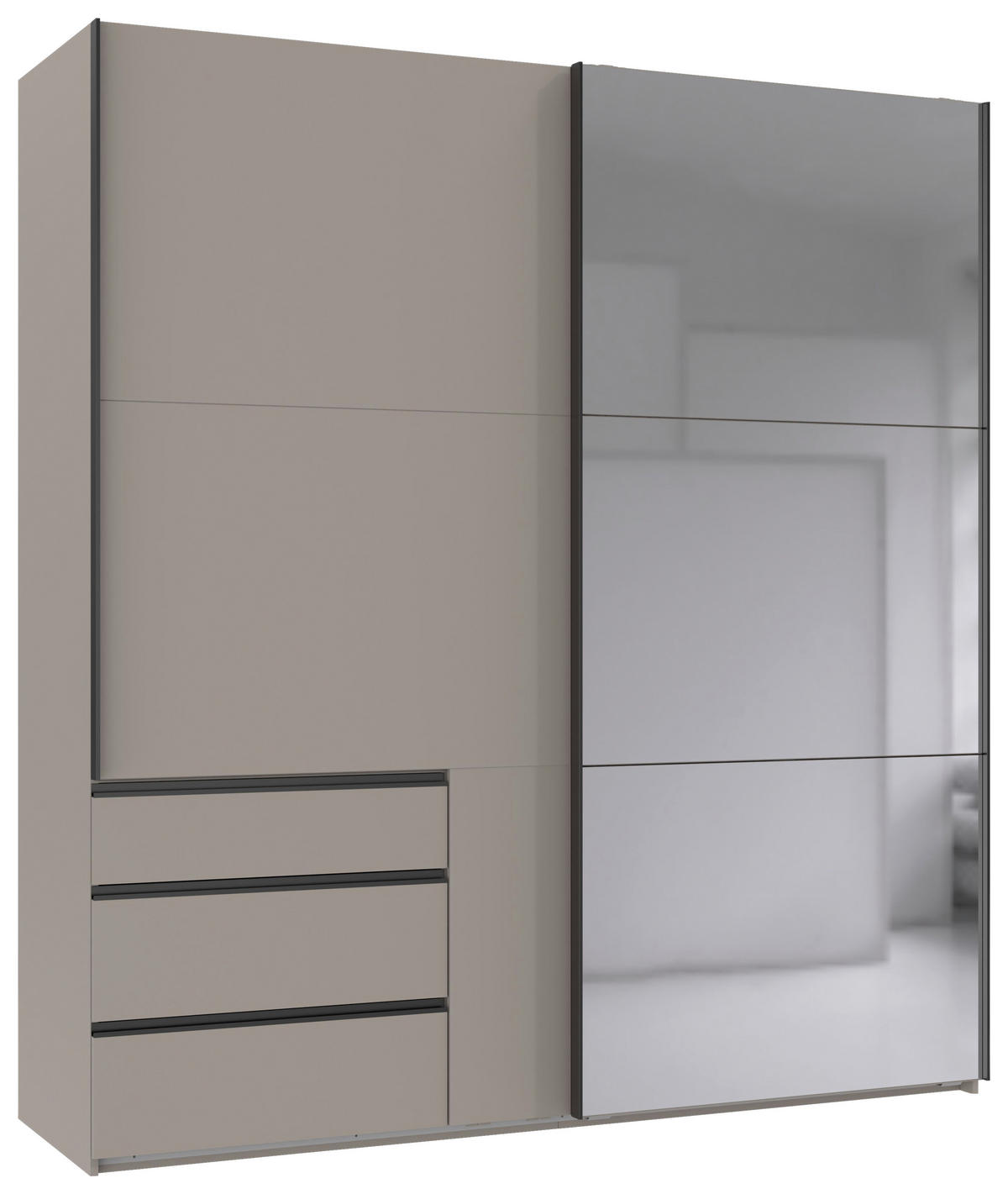 SCHWEBETÜRENSCHRANK  in Sahara  - Schwarz/Sahara, MODERN, Glas/Holzwerkstoff (200/216/65cm) - MID.YOU