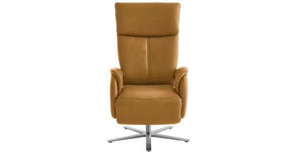 RELAXSESSEL in Leder Currygelb - Currygelb/Edelstahlfarben, Design, Leder/Metall (70/124/85cm) - Cantus