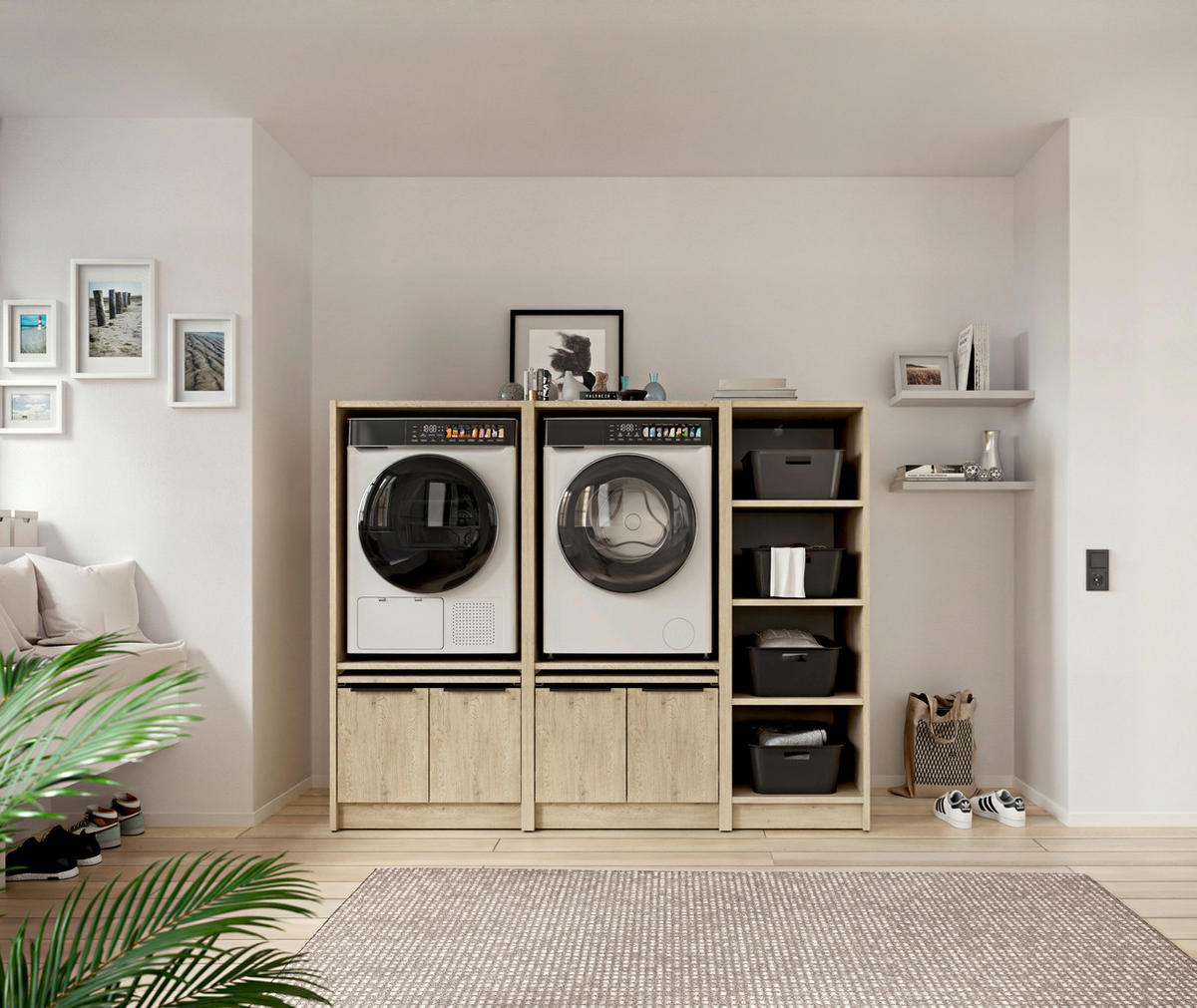 MEHRZWECKSCHRANK 50/150/68 cm  - Eichefarben/Schwarz, Basics, Holzwerkstoff/Kunststoff (50/150/68cm) - MID.YOU
