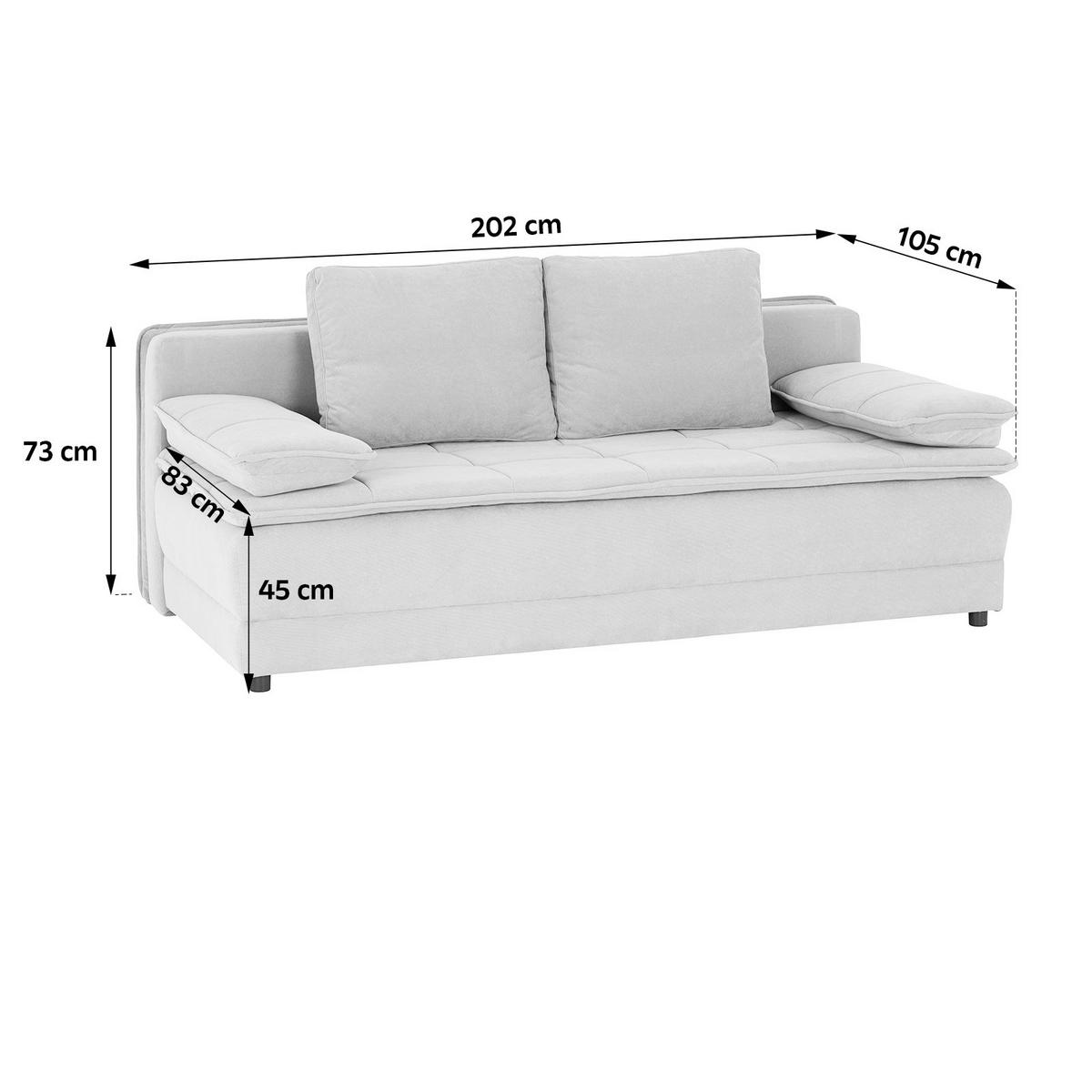 SCHLAFSOFA in Webstoff Weiss  - Weiss/Schwarz, Modern, Kunststoff/Textil (202/73-92/105cm) - MID.YOU