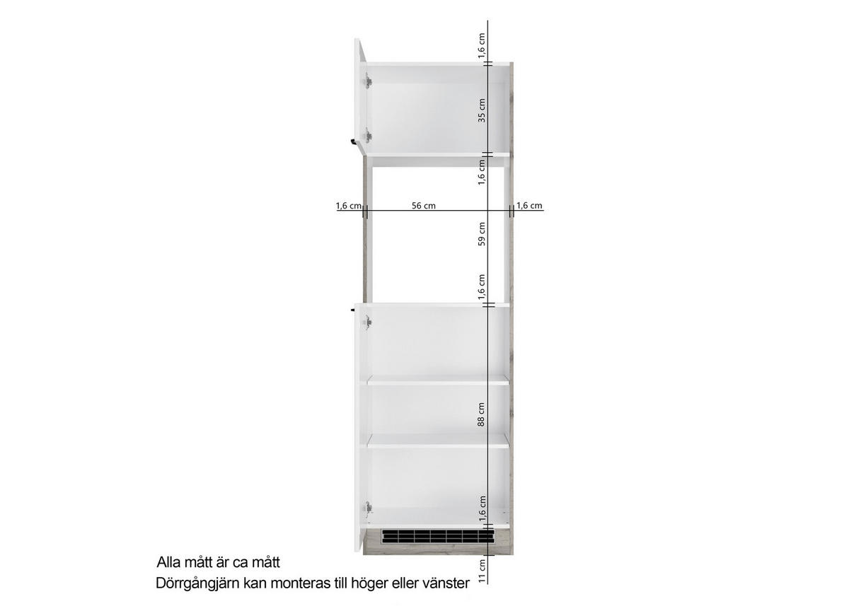 SKÅP FÖR VITVAROR 60/200/60 cm  i vit, ek Wotan  - vit/ek Wotan, Lifestyle, metall/trämaterial (60/200/60cm) - Held