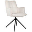ARMLEHNSTUHL  Sitzfläche 360° drehbar, inklusive Armlehnen, automatische Rückholfunktion Cord  - Beige/Schwarz, Design, Textil/Metall (59/89,5/63cm) - Novel