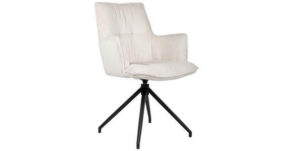 ARMLEHNSTUHL  Sitzfläche 360° drehbar, inklusive Armlehnen, automatische Rückholfunktion Cord  - Beige/Schwarz, Design, Textil/Metall (59/89,5/63cm) - Novel