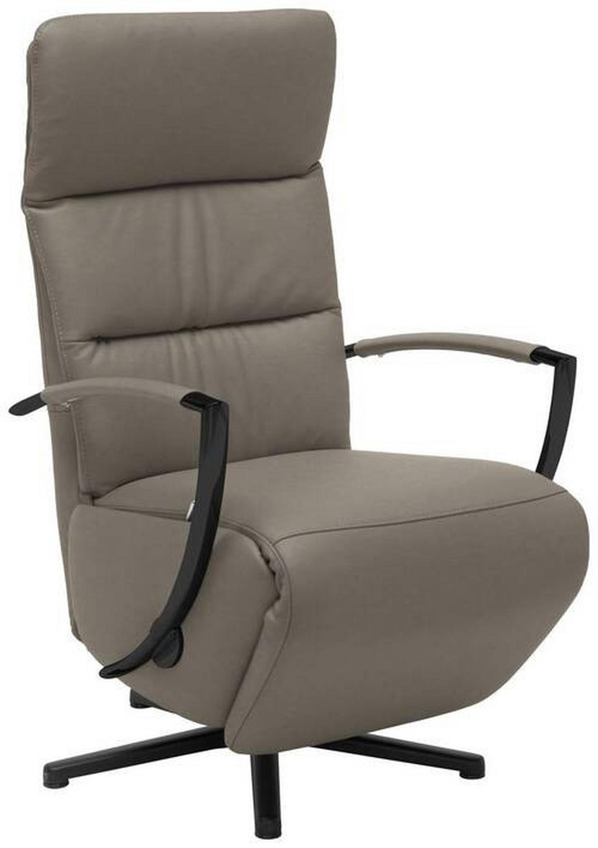 RELAXSESSEL in Leder Graubraun  - Graubraun/Schwarz, Design, Leder/Metall (64/112/80cm) - Cantus