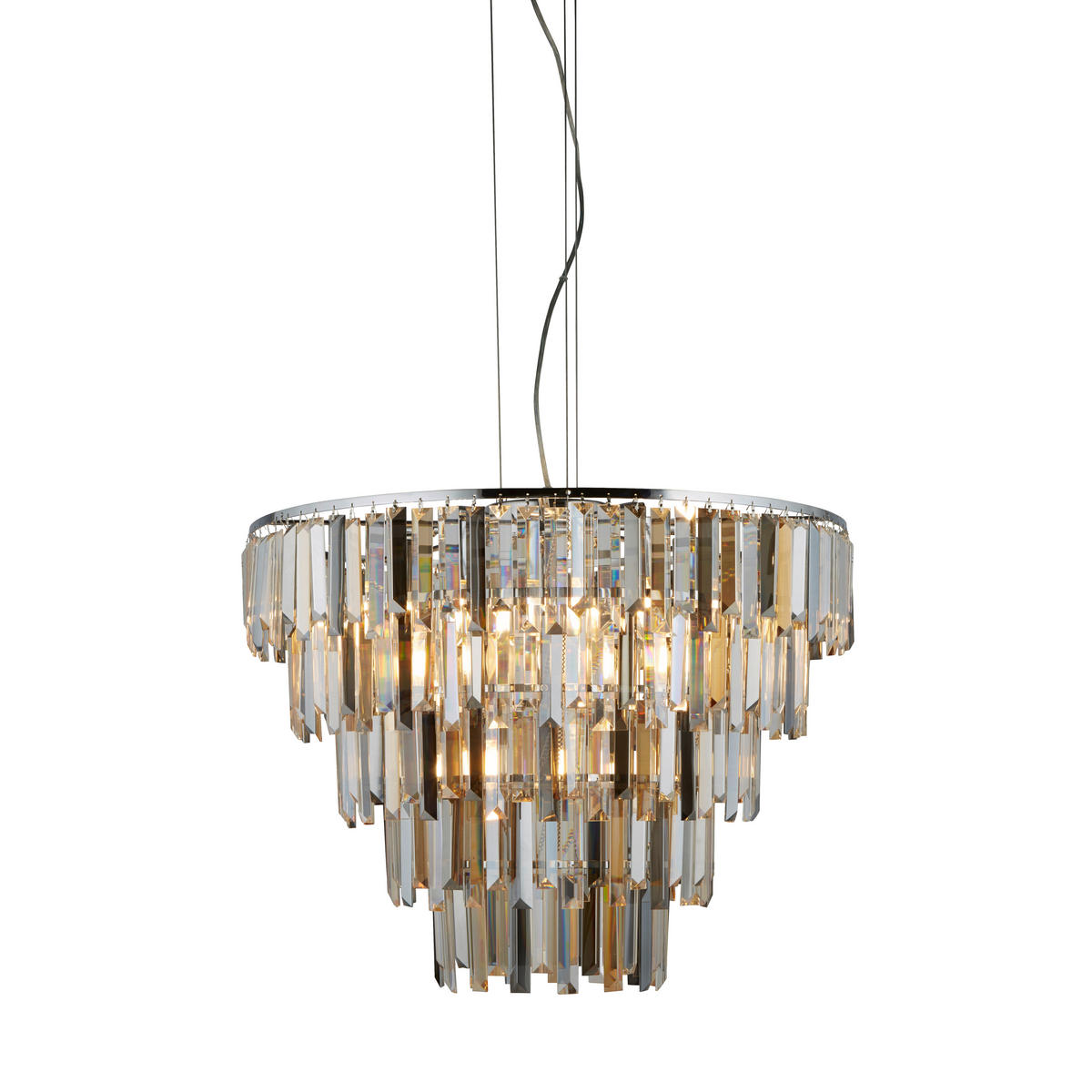 KRISTALNA VISEĆA SVJETILJKA  65/53-170 cm      Clarissa  - prozirno/boje kroma, Design, staklo/metal (65/53-170cm)