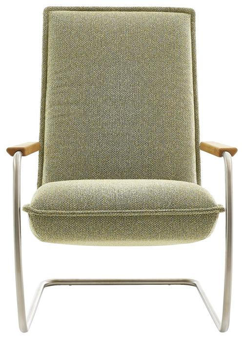 SESSEL in Flachgewebe Hellgrün  - Edelstahlfarben/Eichefarben, Design, Holz/Textil (76/105/87cm) - Koinor