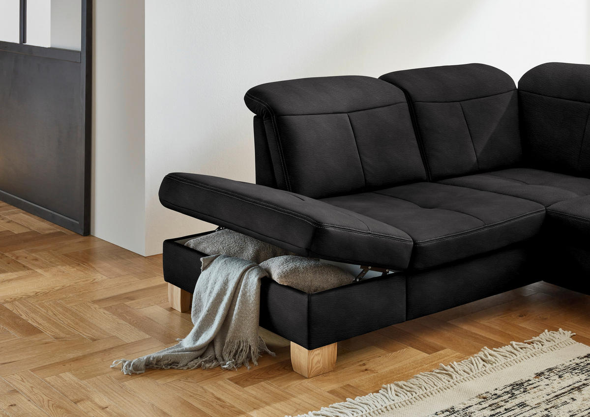 WOHNLANDSCHAFT in Mikrofaser Anthrazit  - Wildeiche/Anthrazit, Konventionell, Holz/Textil (243/343/185cm) - Voleo
