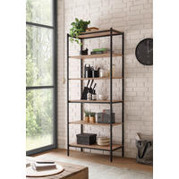 STANDREGAL Schwarz, Eichefarben  - Eichefarben/Schwarz, Basics, Holzwerkstoff/Metall (80/195/40cm) - MID.YOU