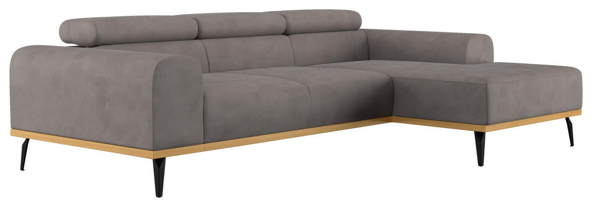 ECKSOFA Grau Mikrofaser  - Schwarz/Grau, KONVENTIONELL, Textil/Metall (244/157cm) - Cotta