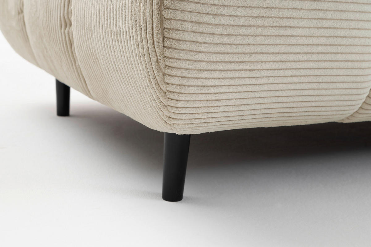 ECKSOFA Naturfarben Cord  - Schwarz/Naturfarben, Design, Holz/Textil (178/255cm) - Pure Home Lifestyle