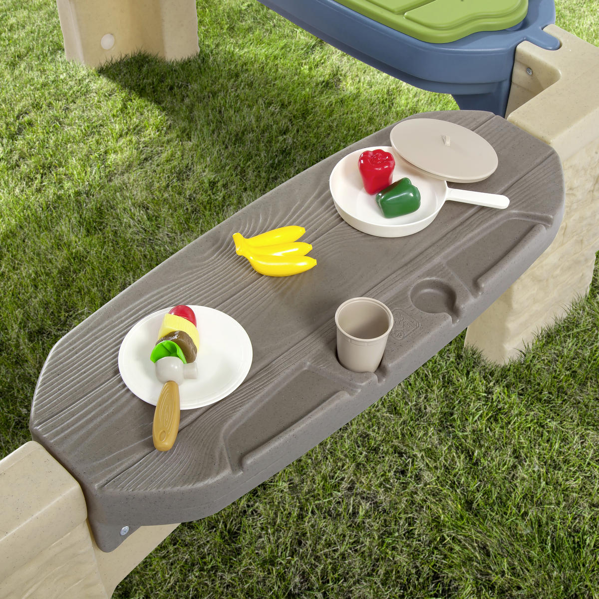 SPIELHAUS 132,8/152,4/137,16 cm SPIELHAUS PATIO 16-TLG.  - Blau/Greige, Basics, Kunststoff/Textil (132,8/152,4/137,16cm) - Ambia Garden