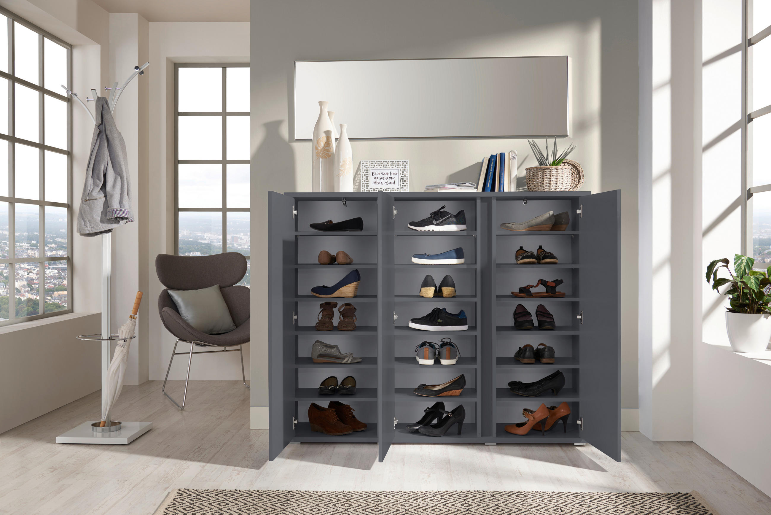 SCHUHSCHRANK 145/120/34 cm  - Anthrazit, Konventionell, Holzwerkstoff/Kunststoff (145/120/34cm) - Xora