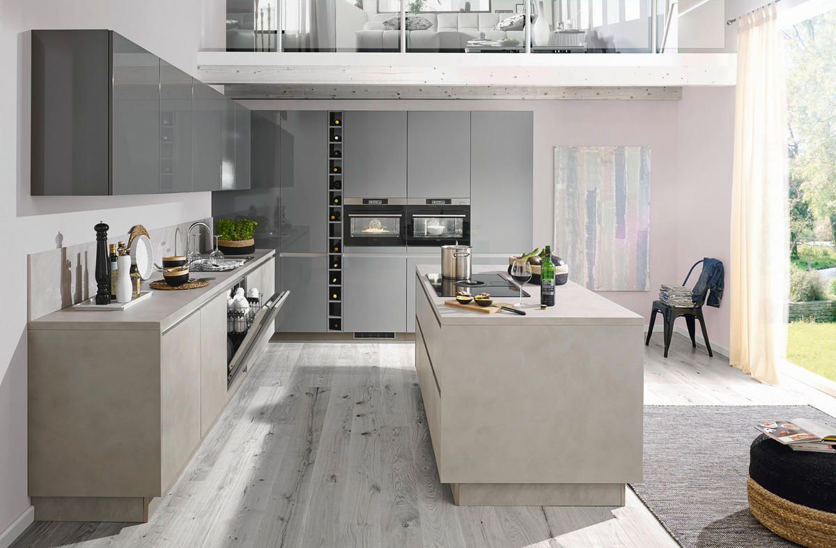 EINBAUKÜCHE NOVA LACK  - Grau, Basics, Holzwerkstoff - Nolte Küchen