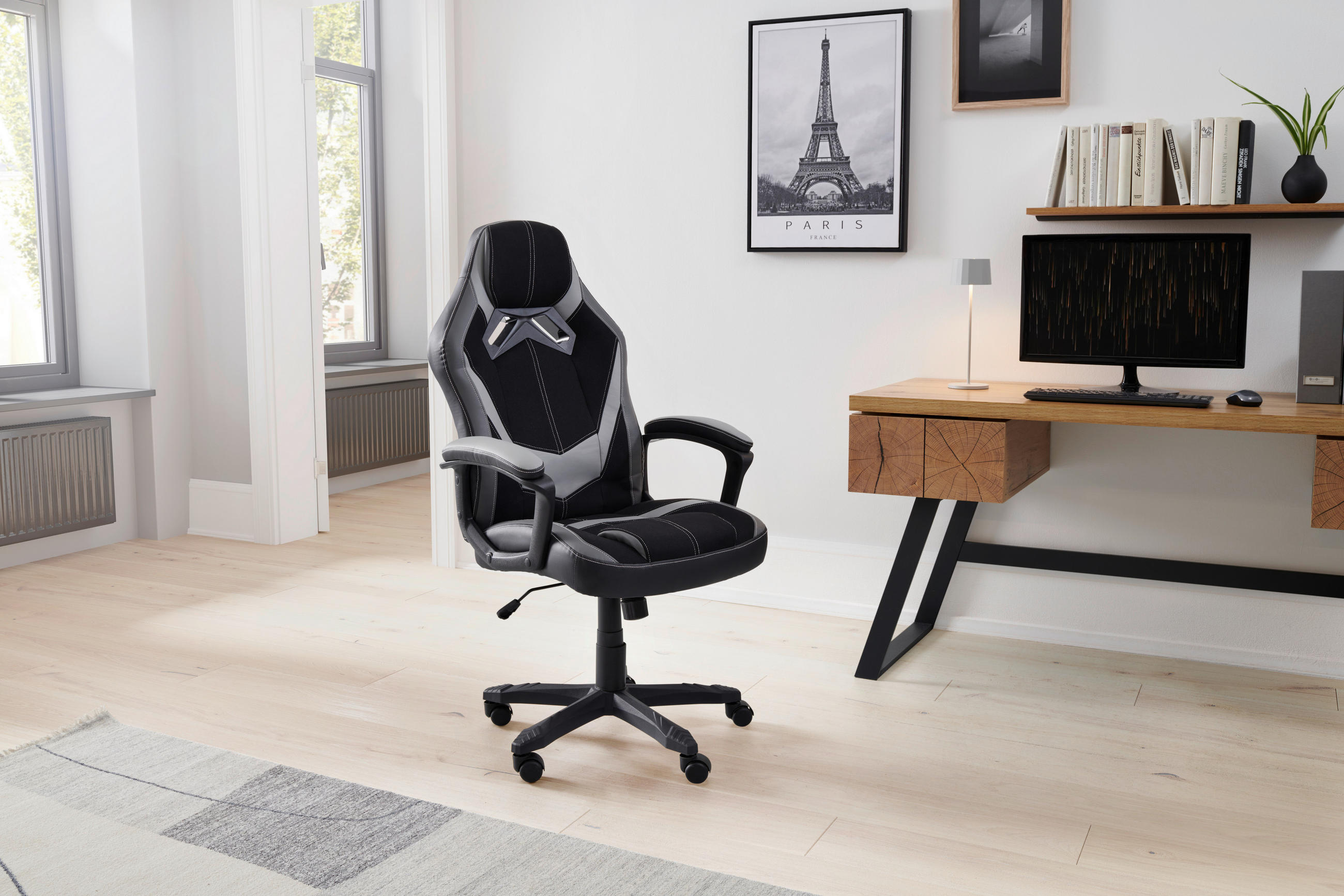GAMINGSTUHL Grau, Schwarz Metall, Kunststoff, Textil   - Schwarz/Grau, LIFESTYLE, Kunststoff/Textil (64,5/112-122/69cm) - Livetastic