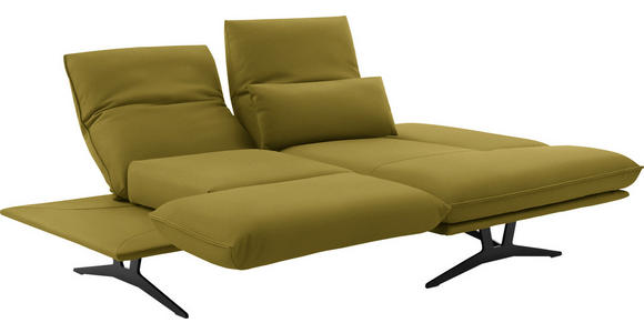ECKSOFA in Echtleder Hellgrün 210/130 cm - Schwarz/Hellgrün, Design, Leder/Metall (210/130cm) - Dieter Knoll
