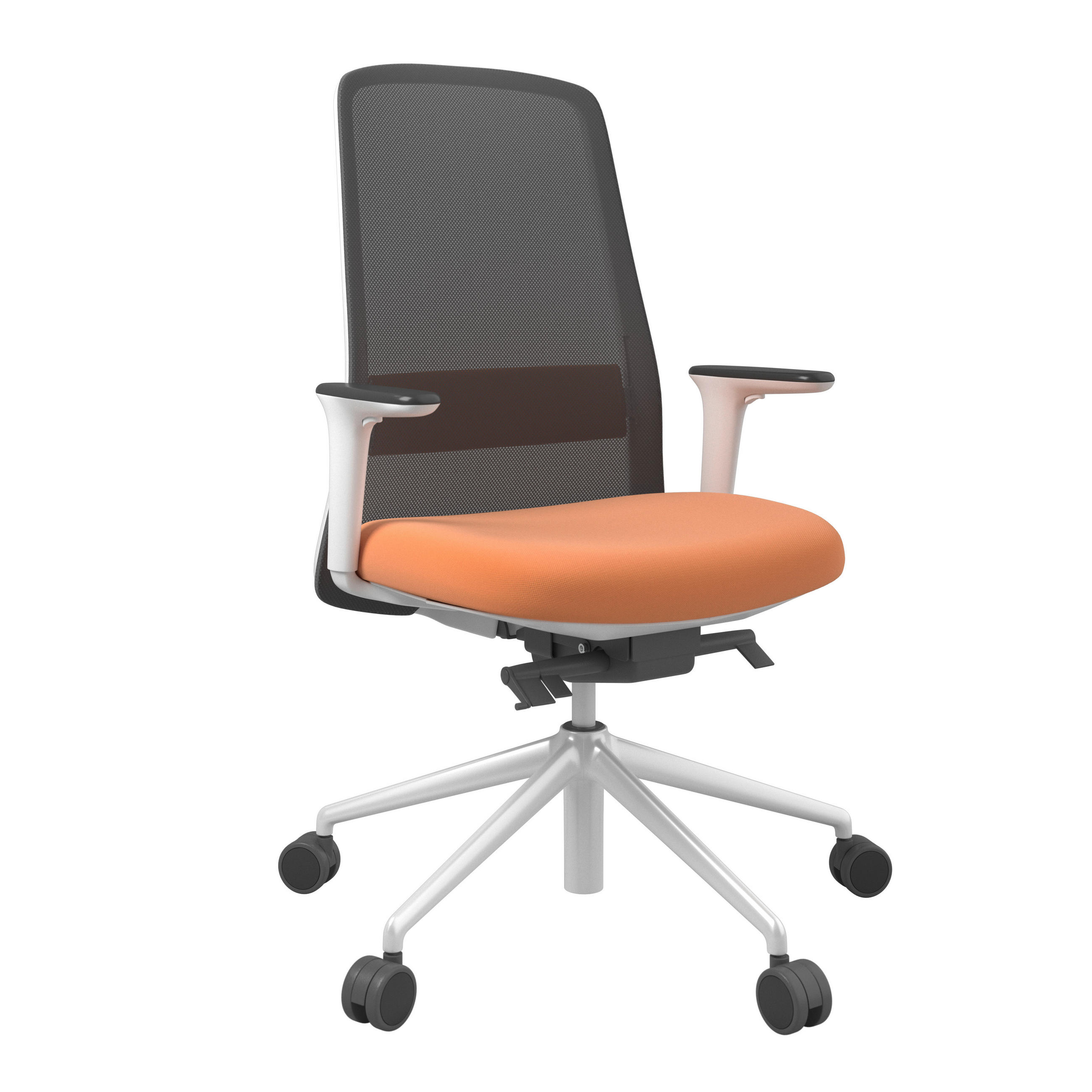 DREHSTUHL Orange, Schwarz, Weiß  - Schwarz/Orange, MODERN, Kunststoff/Textil (70/103-115/70cm)