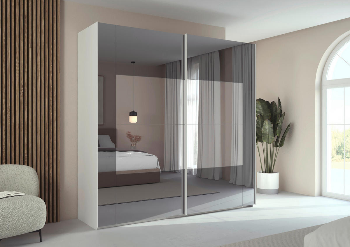 SCHWEBETÜRENSCHRANK 226/223/68 cm 2-türig Weiß  - Weiß, Design, Glas/Holzwerkstoff (226/223/68cm) - Xora