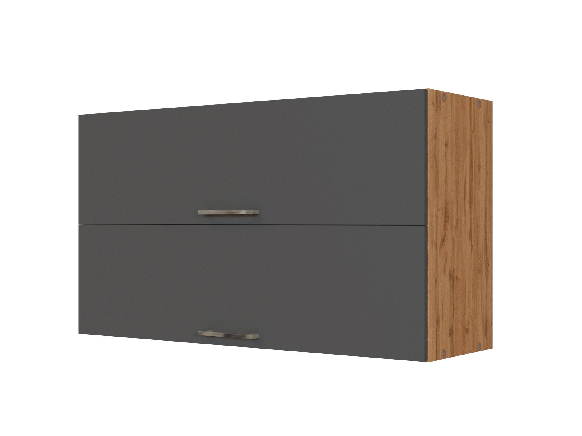 KÜCHENOBERSCHRANK 100/57/34 cm  in Anthrazit, Eiche Wotan  - Chromfarben/Anthrazit, MODERN, Holzwerkstoff/Metall (100/57/34cm) - Held