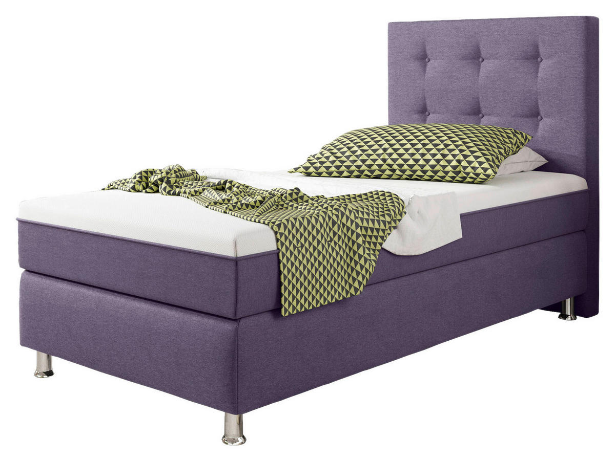 BOXSPRINGBETT 90/200 cm  in Lila  - Lila/Silberfarben, KONVENTIONELL, Textil/Metall (90/200cm) - MID.YOU