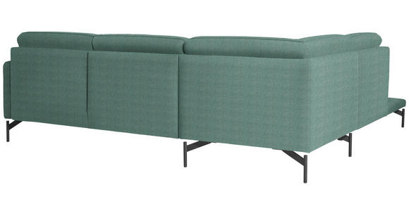 ECKSOFA in Flachgewebe Türkis  - Türkis/Anthrazit, Design, Textil/Metall (230/254cm) - Ambiente