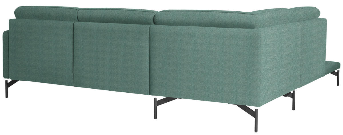 ECKSOFA in Flachgewebe Türkis  - Türkis/Anthrazit, Design, Textil/Metall (230/254cm) - Johann Jakob