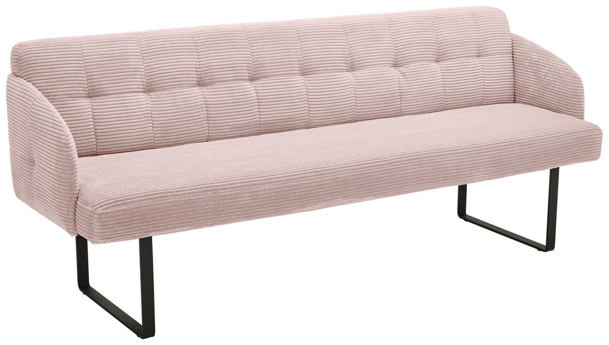 SITZBANK 217/85/69 cm Cord Hellrosa Metall  - Hellrosa/Schwarz, Design, Textil/Metall (217/85/69cm) - Musterring