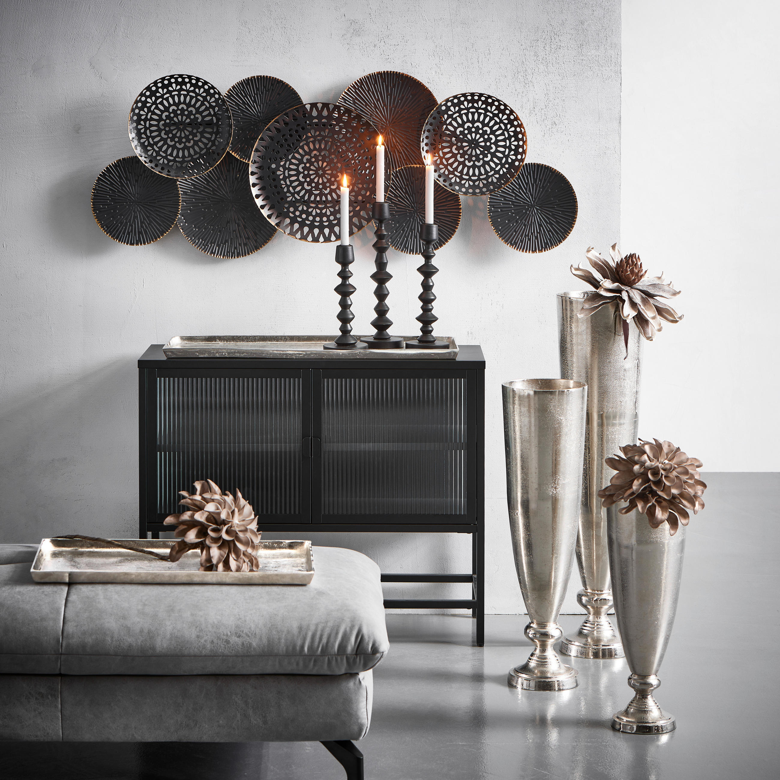 VASE 76 cm  - Nickelfarben, Basics, Metall (20/74cm) - Ambia Home