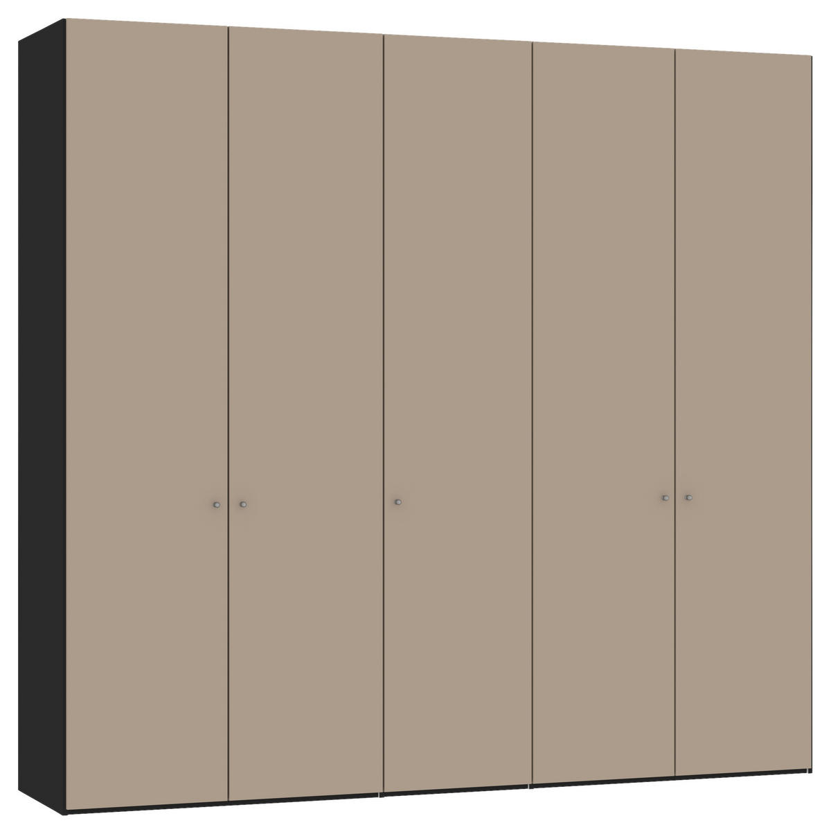 DREHTÜRENSCHRANK 253/236/59 cm 5-türig Schwarz, Hellbraun  - Hellbraun/Silberfarben, Design, Glas/Holzwerkstoff (253/236/59cm) - Jutzler